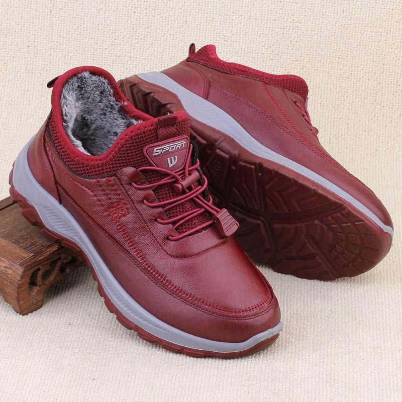 Winter New Women's Cotton Shoes Velvet Warm Middle-aged and Elderly Thick-soled Non-slip Waterproof Walking Shoes Snow Boots