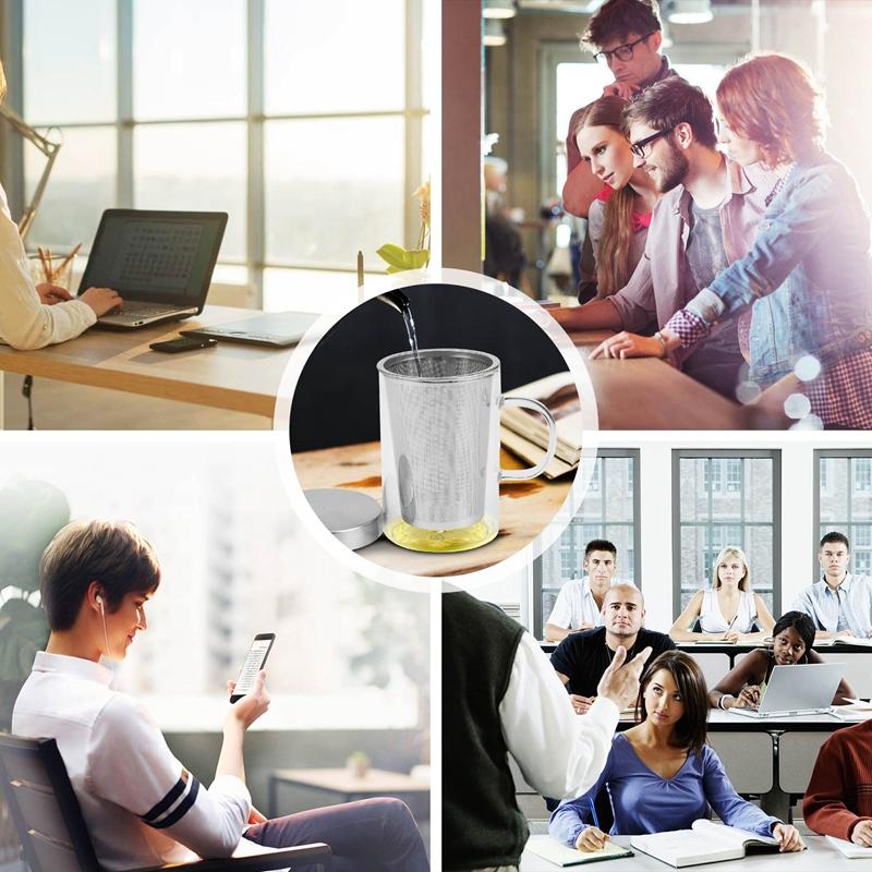 LICG 500Ml Travel Heat-Resistant Glass Tea Infuser Mug With Stainless Steel Lid Coffee Cup Tumbler Kitchen Heat-Resistant Large