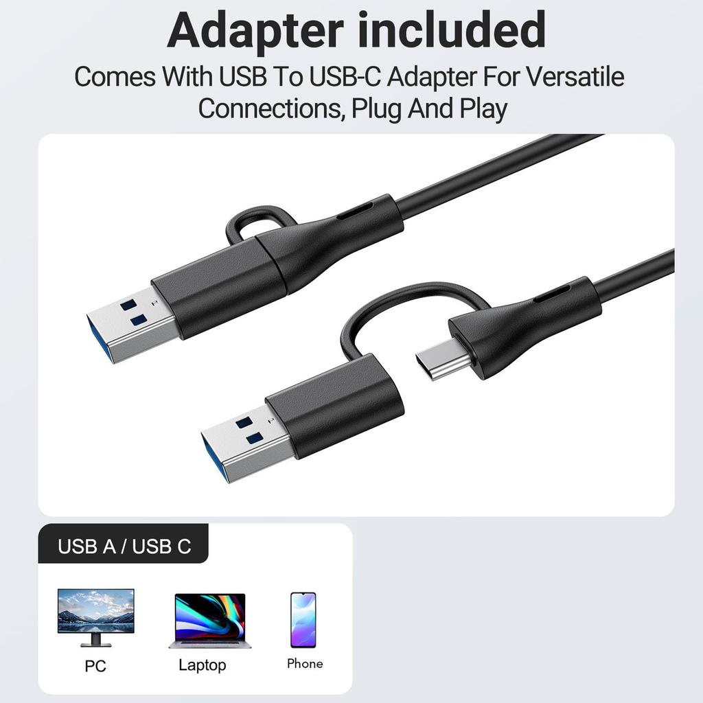 Acogedor 10W Clip-On Computer Speakers, USB A To USB C Wired Stereo Speaker Bar for Desktop PCs, with Volume Control and Mit Buttons