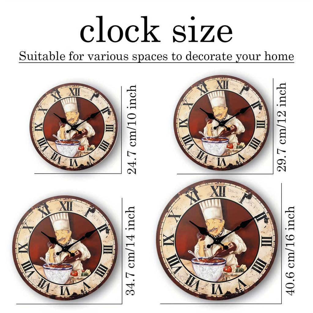 High-Quality Vintage Italian High-Quality Chef High-Quality Cooking High-Quality Pattern High-Quality Wooden High-Quality Wall High-Quality Clock