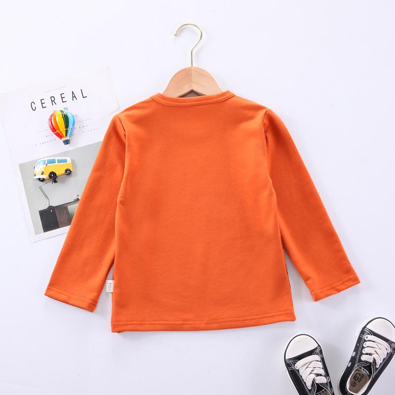 Boys Autumn Winter Cartoon Print Crewneck Sweatshirt Warm Fleece Pullover Top For Kids