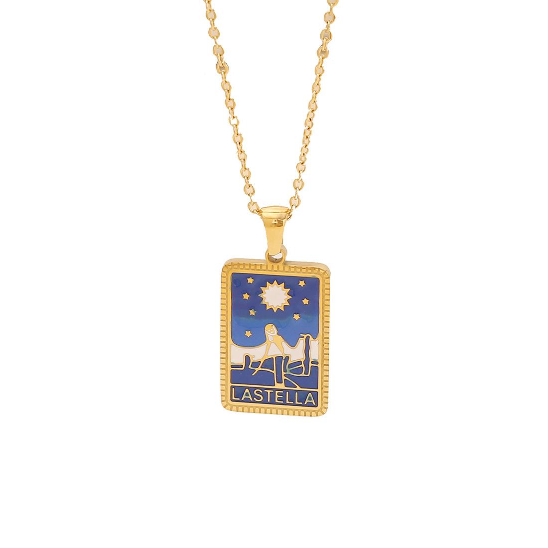 European and American niche resin Tarot pendant, geometric stainless steel necklace, new cross-border jewelry