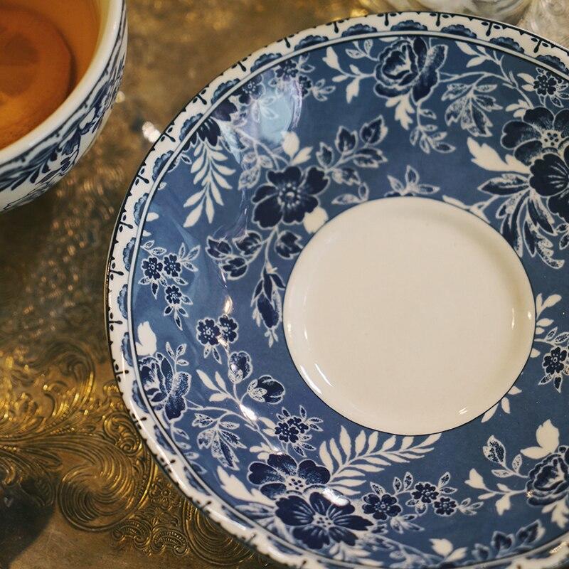 Blue Retro Ceramic Coffee Set Luxury English Porcelain Afternoon Tea Set Reusable Xicaras Kitchenware BD50