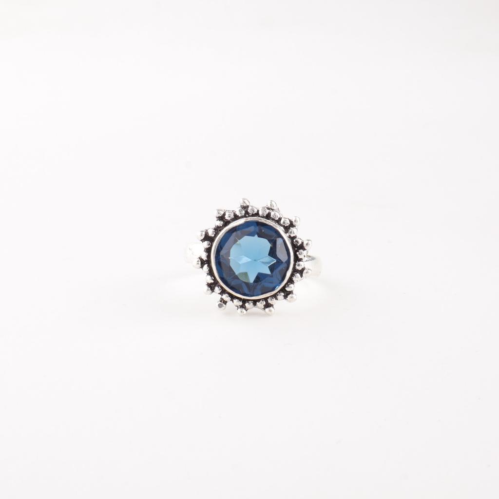 London Blue Topaz Gemstone 925 Sterling Silver Jewelry Statement Ring For Women RR-7-9