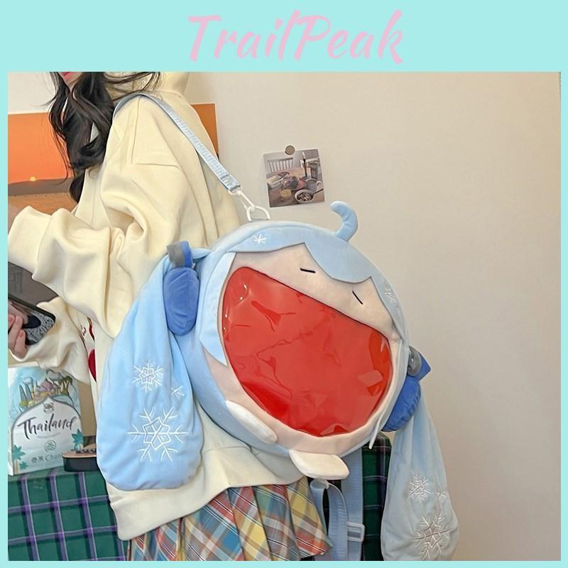 Hatsune Miku Plush Backpack With Nylon Interior For Casual Outings Daily Carry