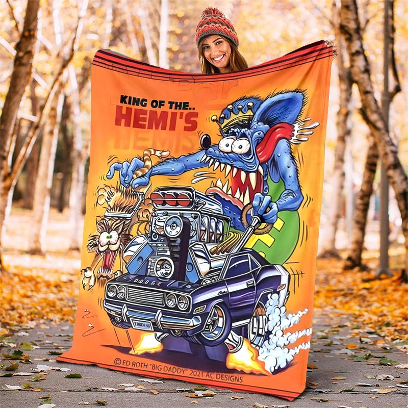 Rat Fink Power Flannel Blanket Soft All-Season Throw, Design for Camping, Car Travel, Hiking Sofa, Bed, Office Perfect Gift for Parties