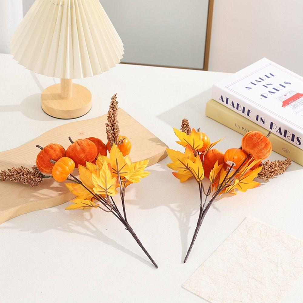 Flannelette Pumpkin Maple Leaf Decor Berry Branches Artificial Maple Pumpkin Berry Branches Pumpkin Home