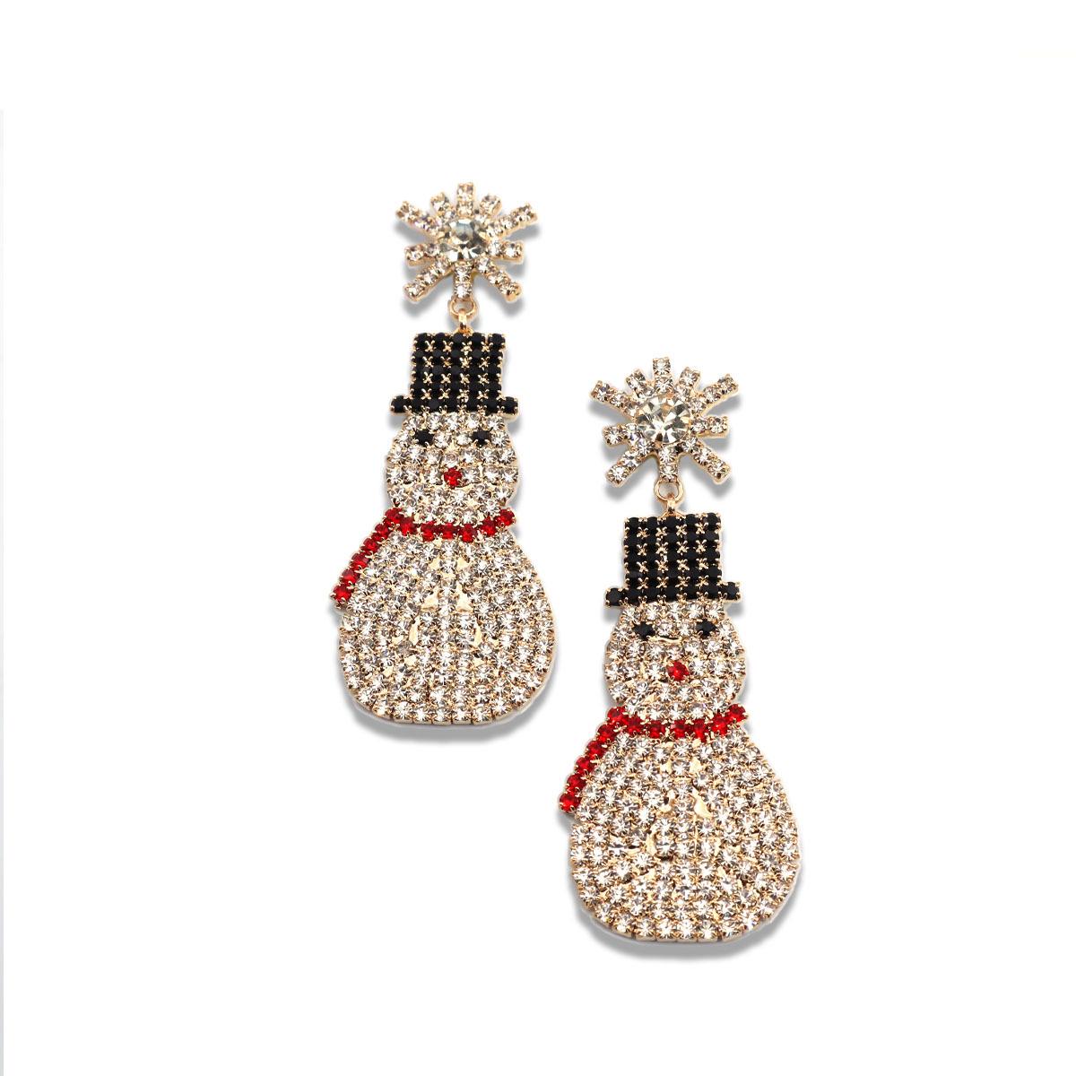 

Elegant Rhinestone Snowman Earrings - Festive Christmas Party Gift with Light Luxury Style золотой