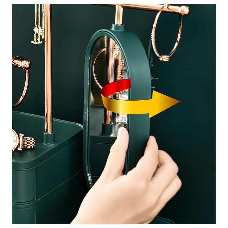 Schmuck-Organizer Schränkchen mit Spiegel Schubladen Schatulle Köfferchen