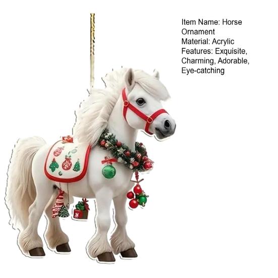 Horse Christmas Ornament 2D Acrylic Horse Christmas Tree Ornaments Equestrian Gifts for Women Girls Horse Lovers