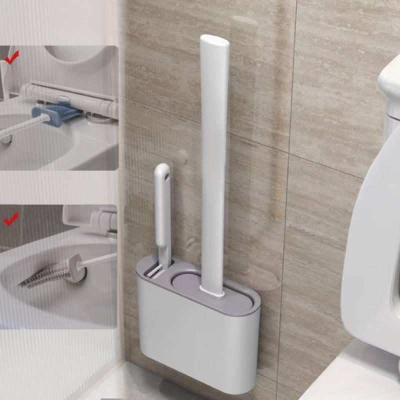 Toilet Silicone Brushes With Brush Holder Wall Mounted Cleaning Tool Bathroom