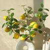 Artificial Lemons Branches 9 Head Faux Lemon Fruits with Stem Realistic Lifelike Fake Greenery Tree Branch with Flowers Leaves