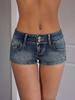 Shorts in Denim Retrò a Vita Bassa da Ragazza Spicy Y2K: Pantaloncini Ultra-Corti a Doppio Bottone