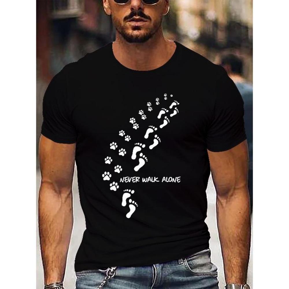 

European Sizes NEVER WALK ALONE Print Tee Shirt, Tees for Men, Casual Short Sleeve T-shirt for Summer S чёрный