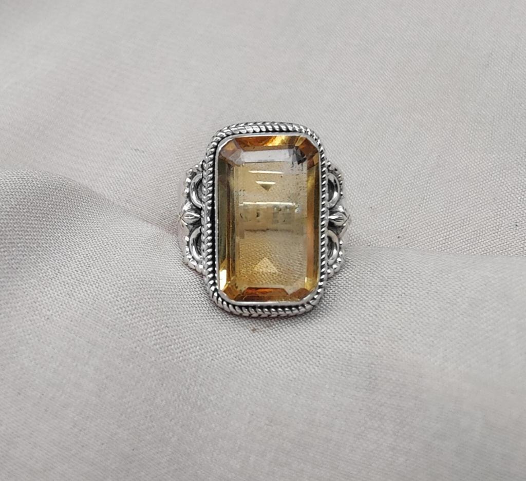 Handmade Citrine Sterling Silver Ring: Boho November Birthstone