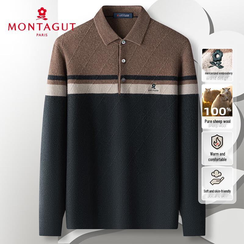 

Мужской полосатый свитер-водолазка MONTAGUT из 100% шерсти XL