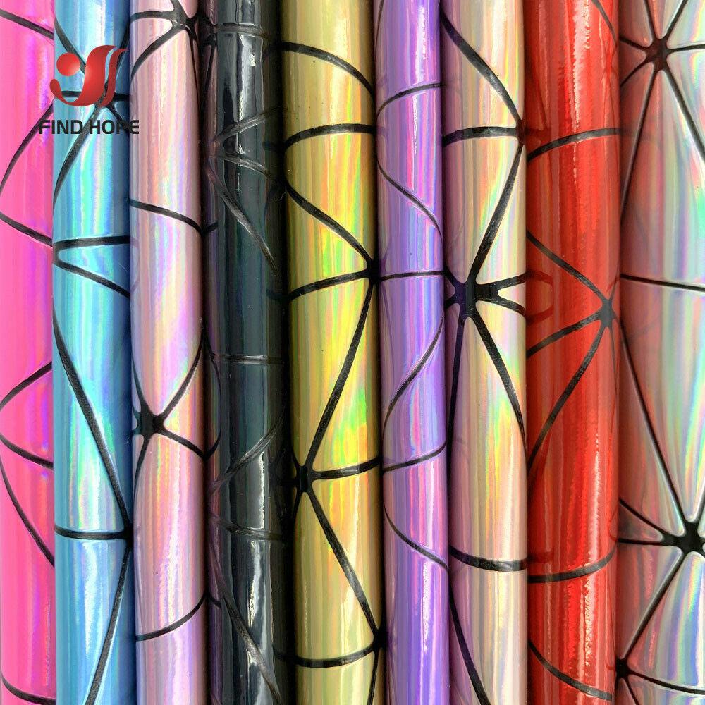 A5 A4 Laser Hologram PU Faux Leather Fabric Geometric Polygon texture for Bag Bow Craft DIY Jewelry Clothing Sewing Material
