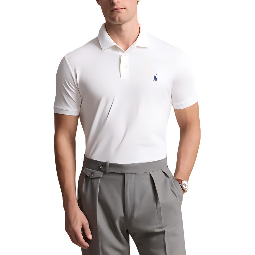 Polo Ralph Lauren FW24 Custom Slim Fit Logo Print Solid Short Sleeve Polo Shirt Men Tops White MNPOKNI1N822982-100