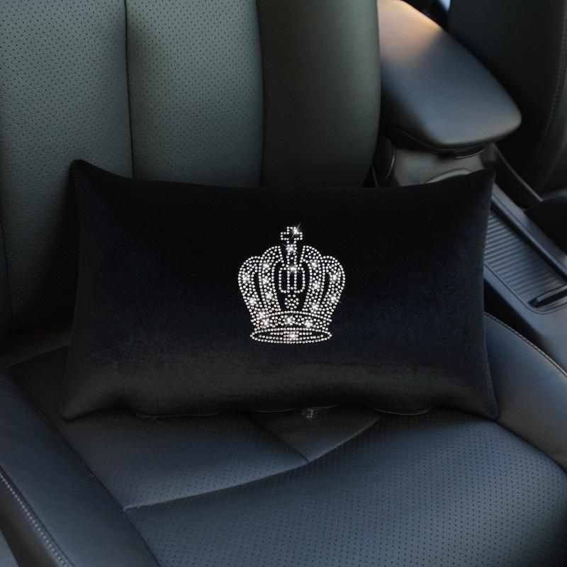 Diamond Car Headrest Pillow and Waist Cushion Set with Neck Pillow - Car Interior Comfort Kit