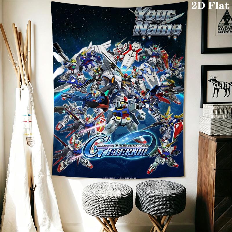 Name Custom Gundam Wall Tapestry Aesthetic Wall Hanging Printed Fabric Blanket Decorative Tapestries for Bedroom Living Room Home Decor