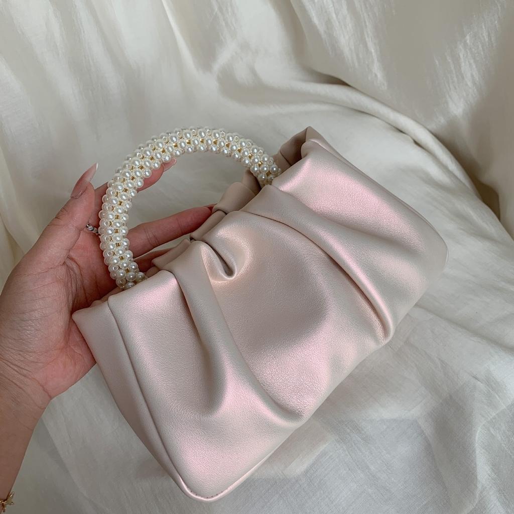 High-quality Cloud Bag Summer Fashion Fairy Pearl Wrist Trendy Handbag Crossbody Pleated Bag Women