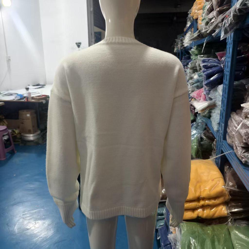 European & American Spring 2026 Retro Loose Knit Round Neck Hoodie Sweater