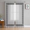 Cortinas Voile Transparentes con Patrón Geométrico Rojo de Llave Griega para Ventana de Salón, Cortina de Tul de Chifón para Cocina, Dormitorio, Cortinas Decorativas para el Hogar