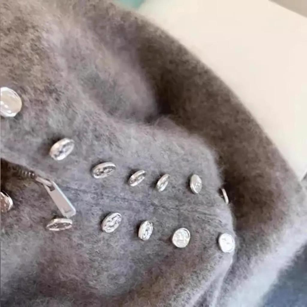 Damen Herbst Lässiger Reißverschluss Y2k Cardigan Pullover Design Zweireihige Jacke