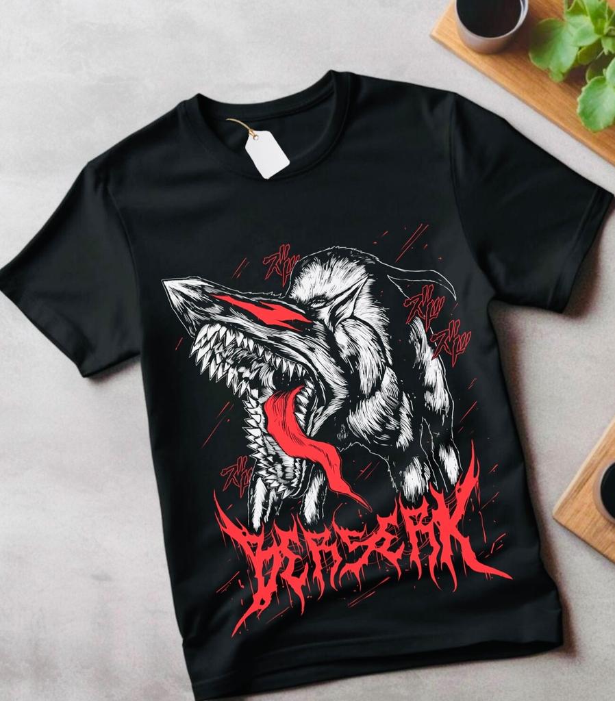 Berserk T-shirt Manga Strip Guts Berserker Armour Anime Czarna koszulka prezent dzieci