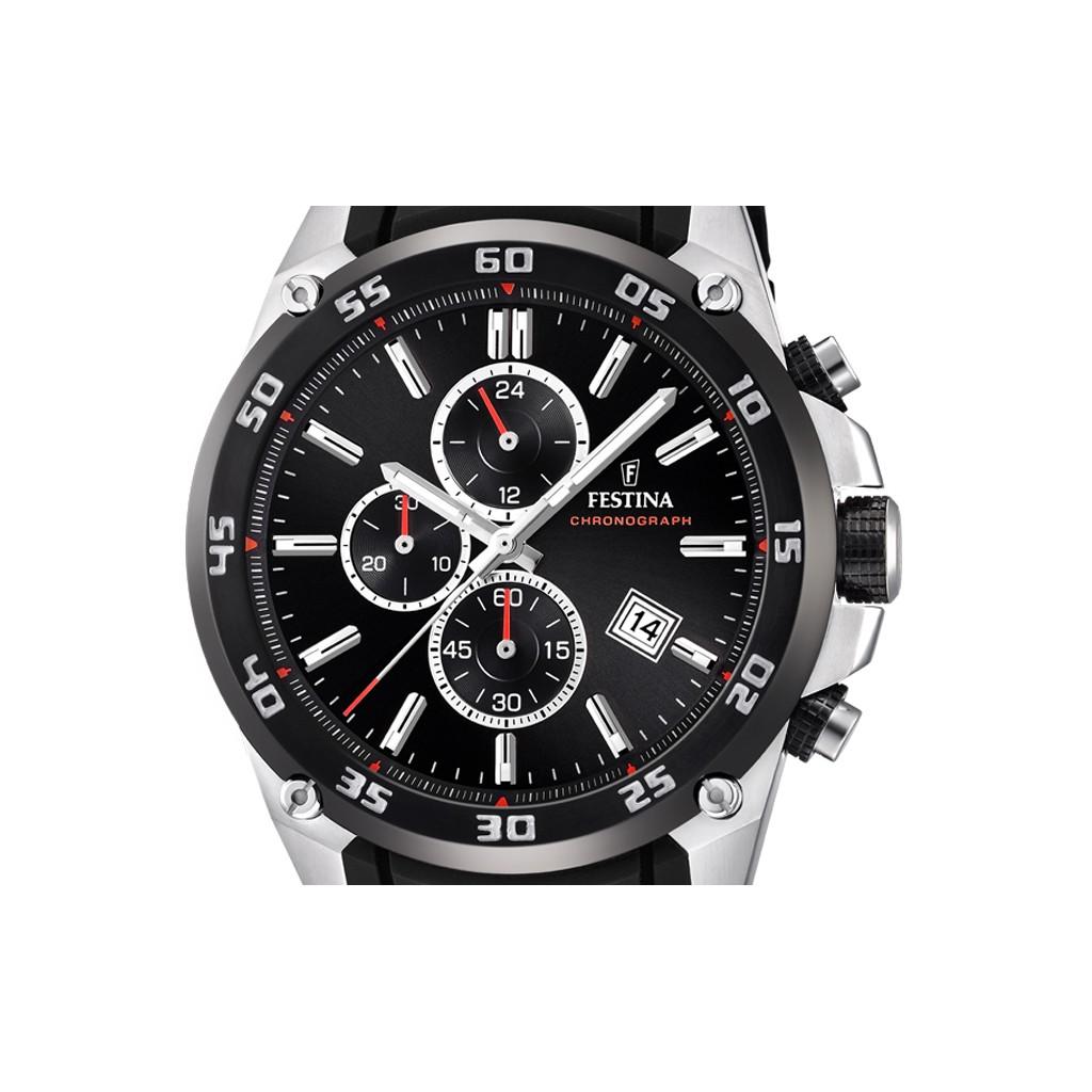Festina The Originals Chronograph Rubber Strap Black Dial Quartz F20330-5 100M Men's Watch