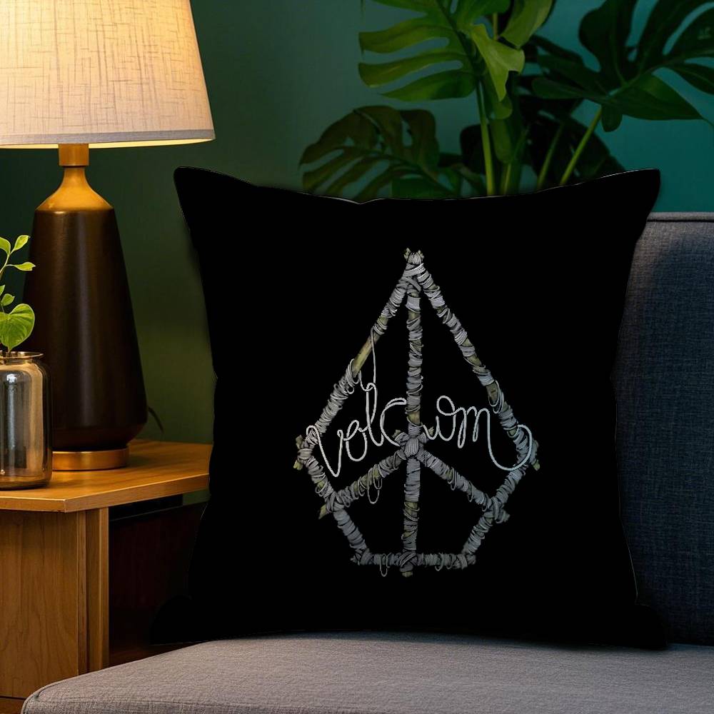 Cool V-Volcom Logo Pillow Case Plush Fabric Soft Double Sided Print Sofa Cushion Cover Throw Pillow Covers