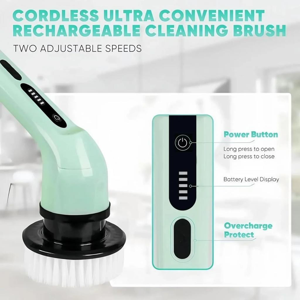 Rechargeable Electric Scrubber 3 9 Heads Powerful Motor Metal Gears Extendable Rod for Bath Kitchen Car Multi-Use