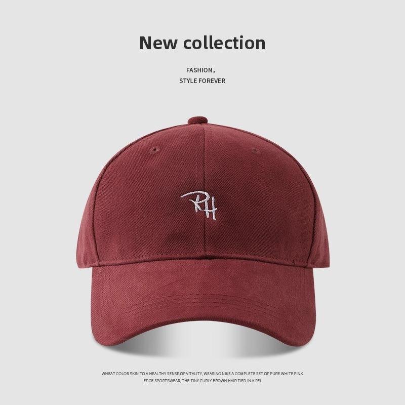 Korean Style RH Letter Embroidery Baseball Cap Simple Versatile Large Head Size Face Slimming Street Fashion Hip Hop Cap