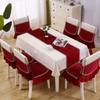 1 Piece Chair Cover Luxury Embroidery Velvet Tablecloth Dining Chair Cushion  Living Room Decor Coffee Square Round Table Cloth