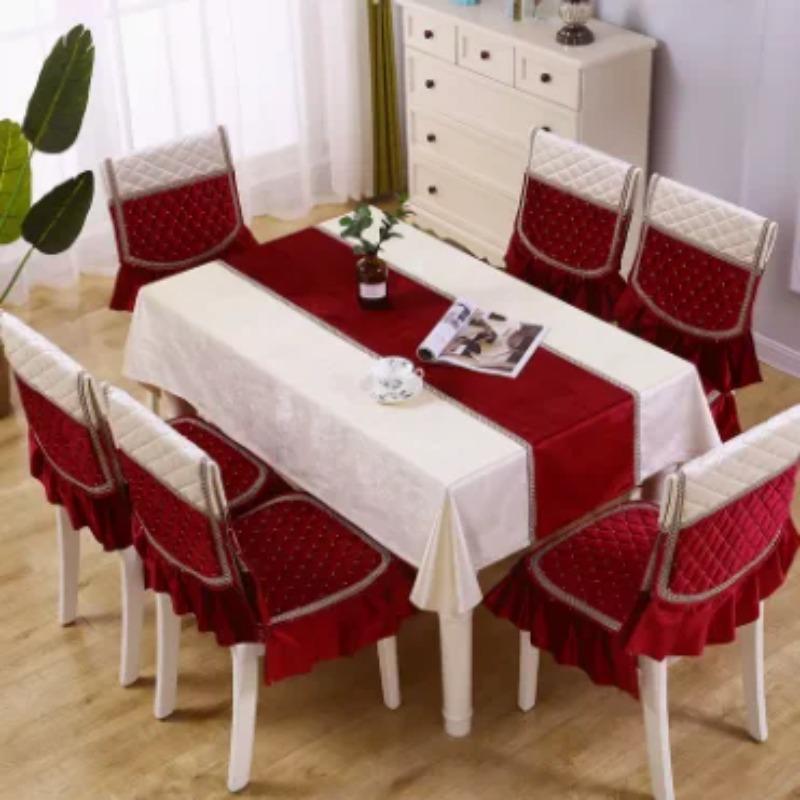 1 Piece Chair Cover Luxury Embroidery Velvet Tablecloth Dining Chair Cushion Living Room Decor Coffee Square Round Table Cloth