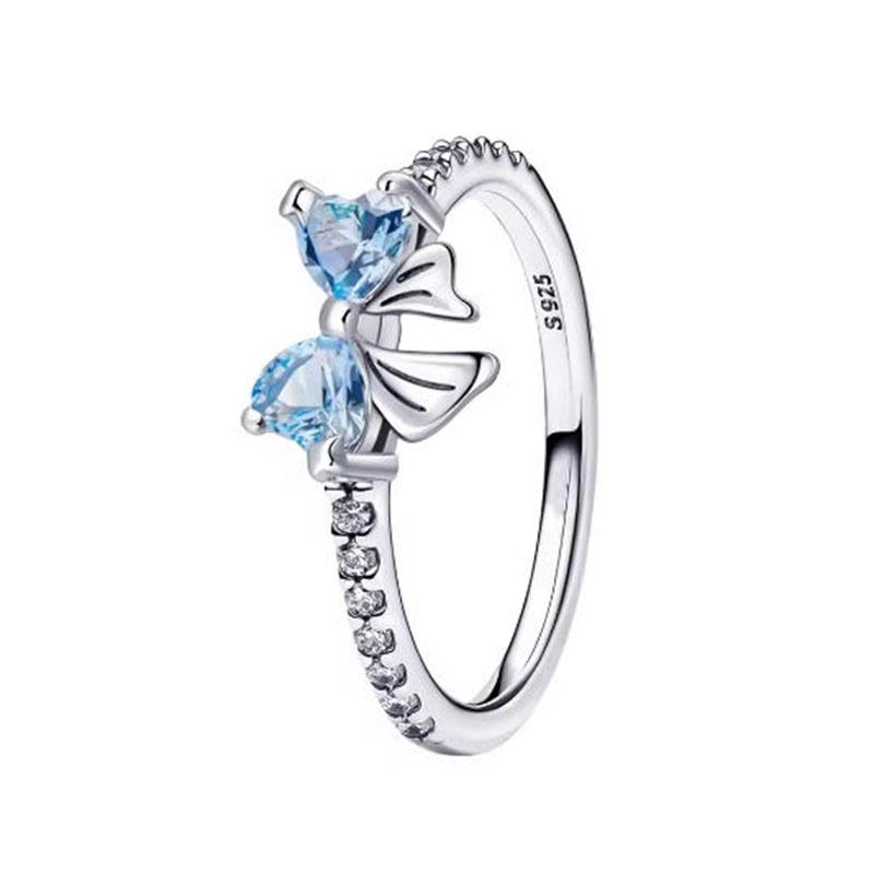 S925 Silver Pink Flower Bee and Bow Women's Ring Fashionable and Versatile Gift for Friends 2026