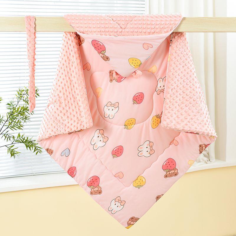 Brangdy Strawberry Rabbit Bean Velvet Quilted Swaddle