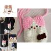 Cute Girl Wool Knit Crossbody Bag With Breathable Animal Pattern For Daily Use