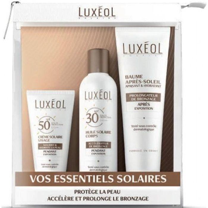 Pack de produits solaires - LUXÉOL - Crème Solaire SPF 50 - Huile Solaire SPF 30 - Baume Après-Soleil
