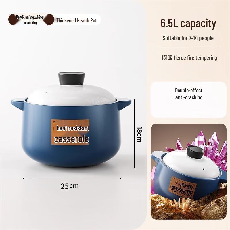 Wutuo 6.5L Ceramic Clay Pot for Healthy Cooking