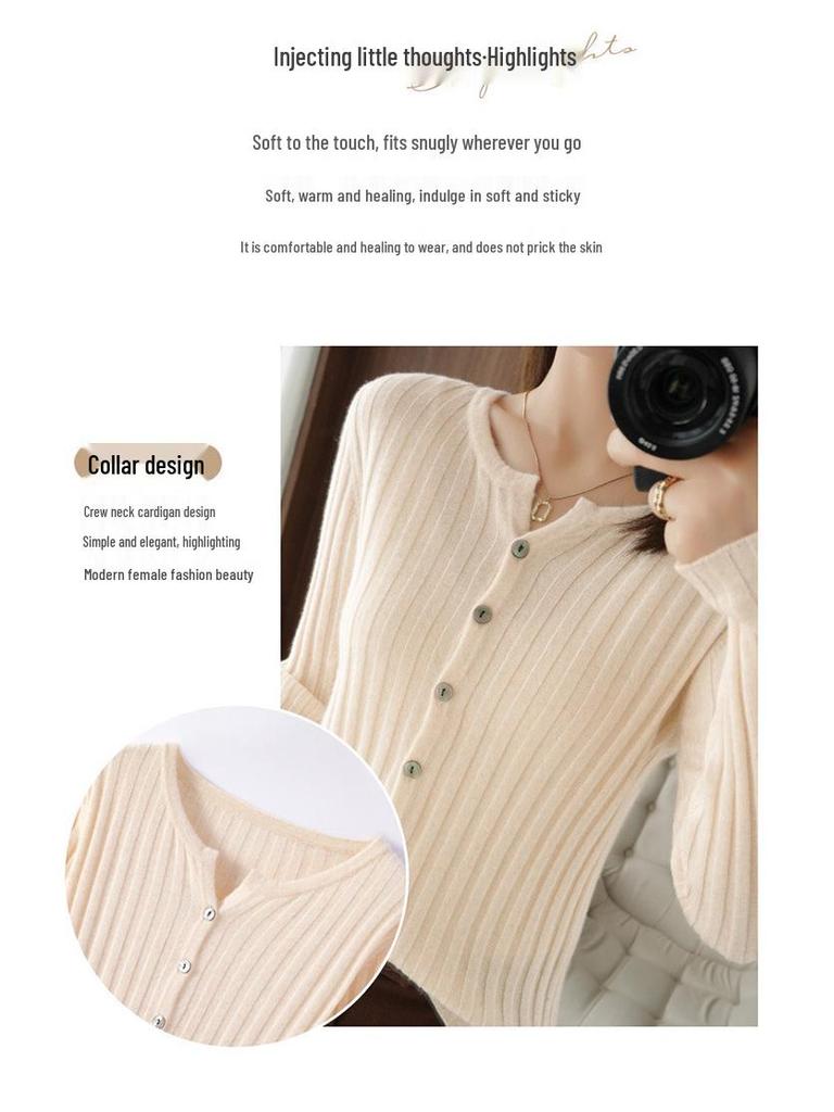 Women's Ribbed V-Neck Knitted Cardigan - Loose Thin Plus Size Sweater Coat