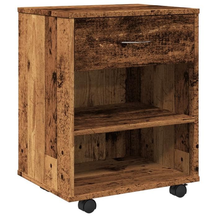 VidaXL Armoire à roulettes vieux bois 46x36x59 cm bois d'ingénierie, armoire, classeur mobile, meuble de bureau, armoire de 856660