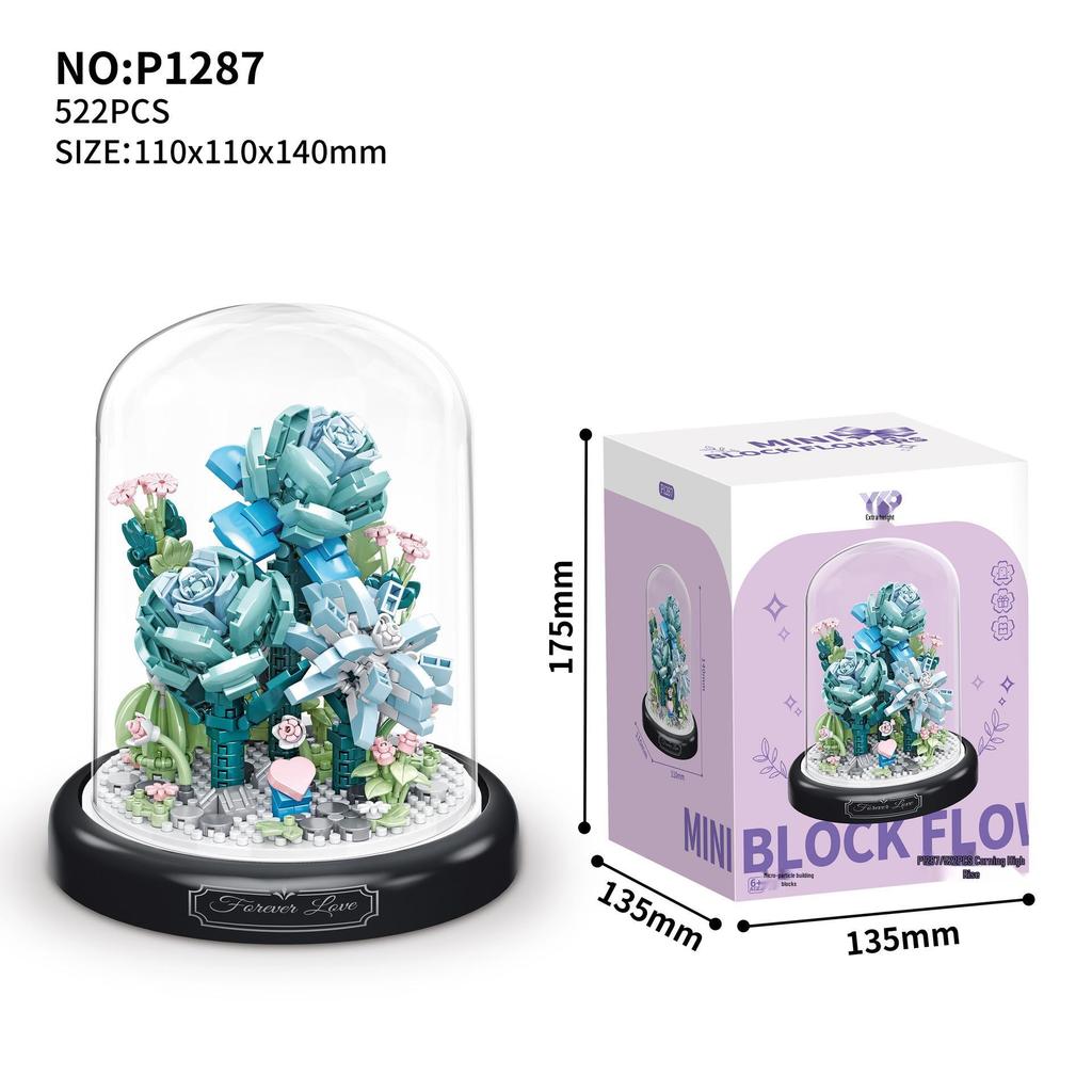 Ewiger Rosenstrauß Bausteine - Kompatibel mit Lego, Perfektes Geburtstagsgeschenk für Mädchen