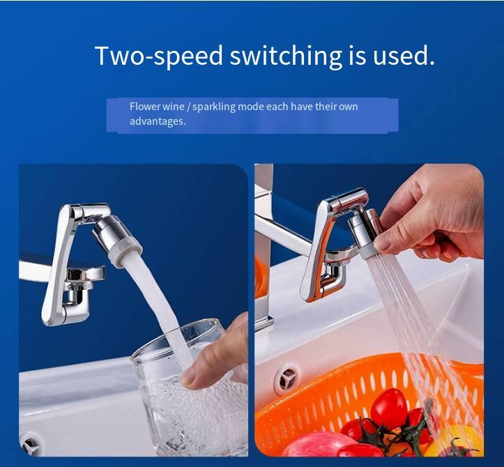 Stainless steel Universal 1080 °Swivel Robotic Arm Swivel Extension Faucet Aerator Kitchen Sink Faucet Extender 2Water Flow Mode