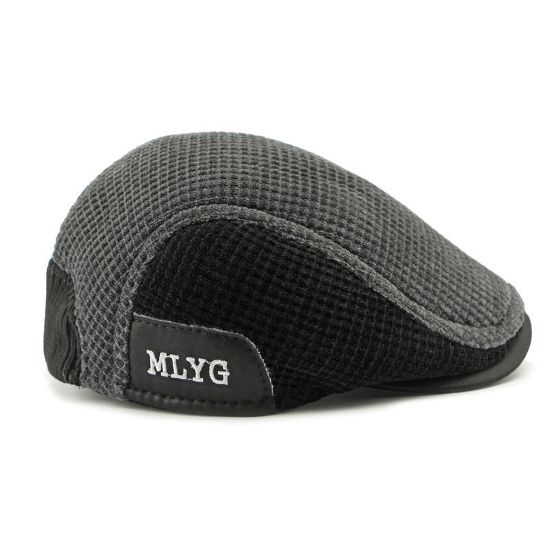 Warm Cap for Middle-Aged and Elderly Men's Winter Ear Protection Beret Peaked Cap
