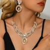 Accessories Exaggerated Retro Necklace Set Female Luxury Crystal Banquet Dress Accessories Collarbone Chain Two-Piece Set
