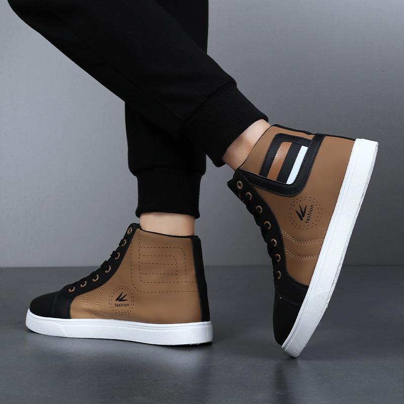 Mode Herren High-Top Flats Schuhe Übergröße 46 Frühling Herren Casual Lederschuhe Heißer Verkauf Männliche Designerschuhe Studenten Boards Sneakers Tenis