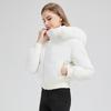 Giacca imbottita in cotone peluche americana da donna, nuova, invernale, con cappuccio e colletto in pelliccia