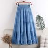 Layered Skirt Long Flowy Midi Skirt for Students Fashion Aesthetic Over Knee Fairy Style