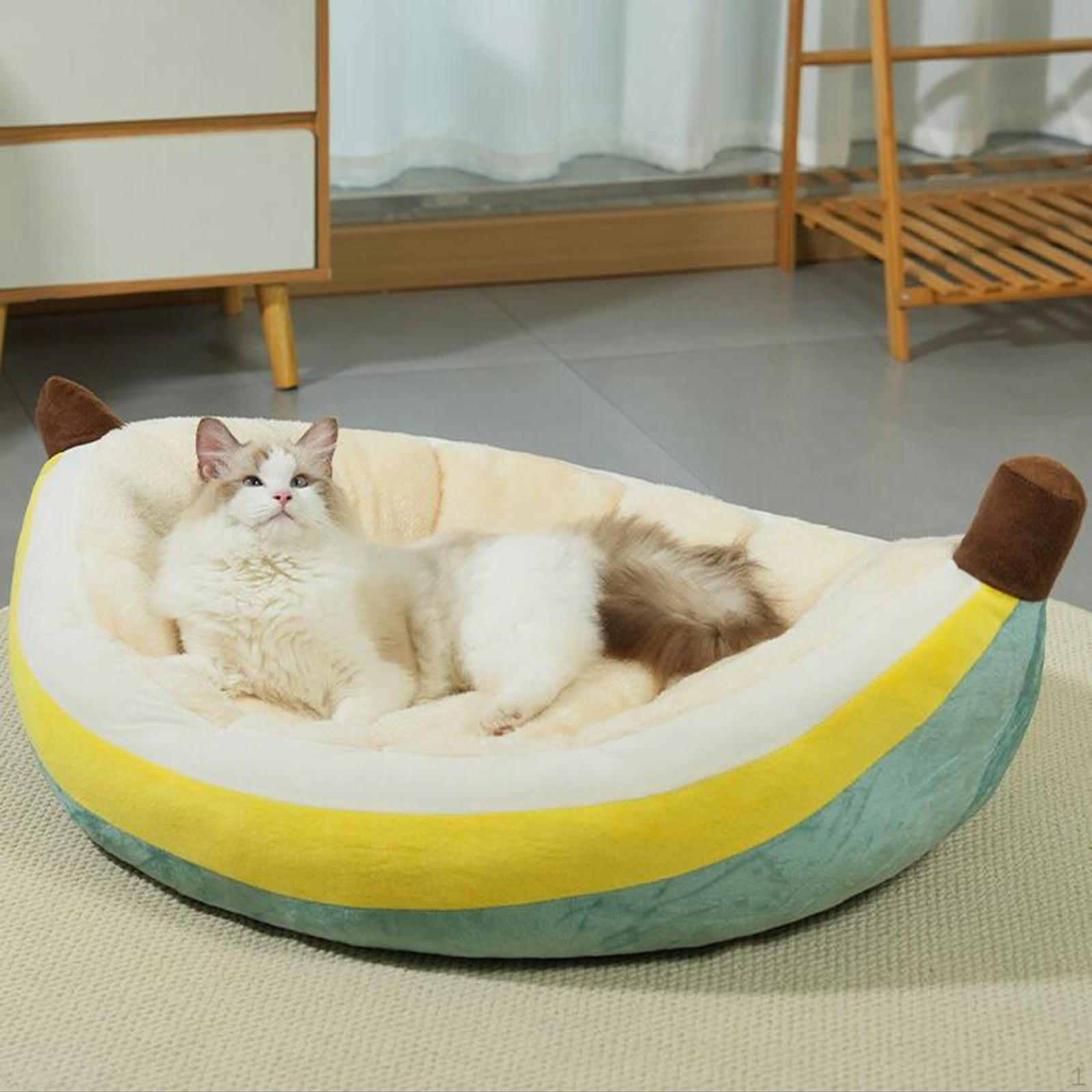 

Лежак для кошек, живущих в помещении, с принтом банана, удобная подушка для котят и щенков, пригодная для машинной стирки S